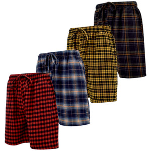 Men's Cotton Flannel Knee Length Boxer Sleep Shortswith Drawstring & Pockets