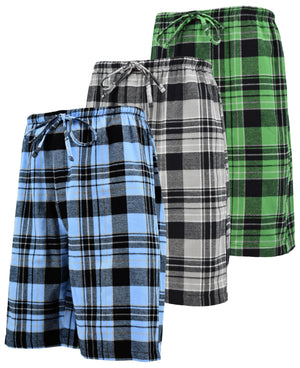 Men's Cotton Flannel Soft Woven Pajama/Lounge Sleep PJ Shorts (MultiPacks)