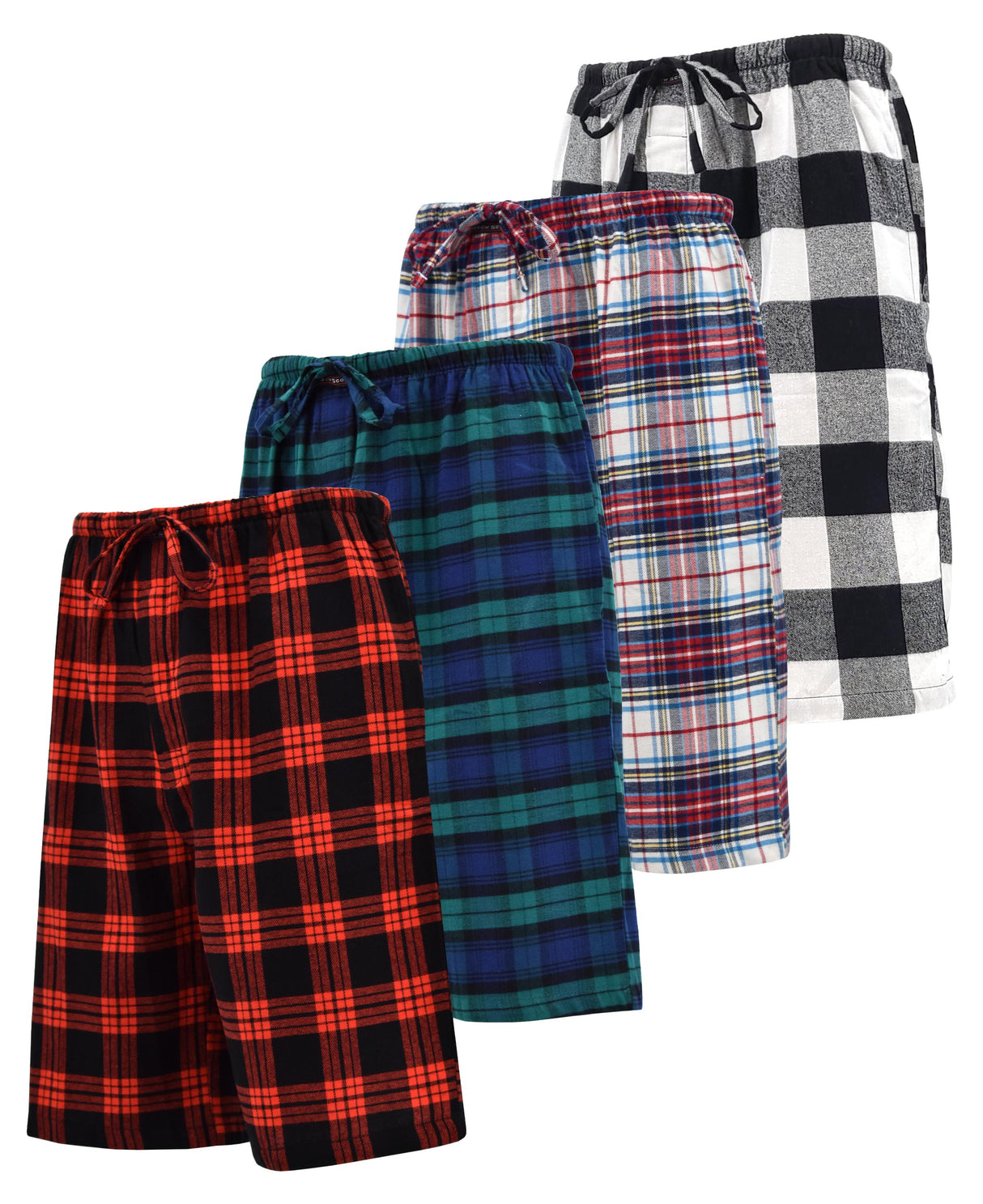 Men's Cotton Flannel Soft Woven Pajama/Lounge Sleep PJ Shorts (MultiPacks)