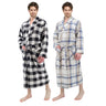 Mens' Full Length House Robe Cotton Flannel Brush Plaid