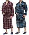 Mens' Full Length House Robe Cotton Flannel Brush Plaid