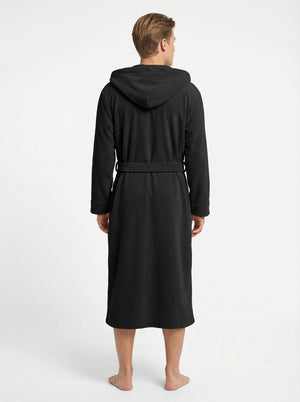 Men's Hooded Plush Fleece Bathrobe