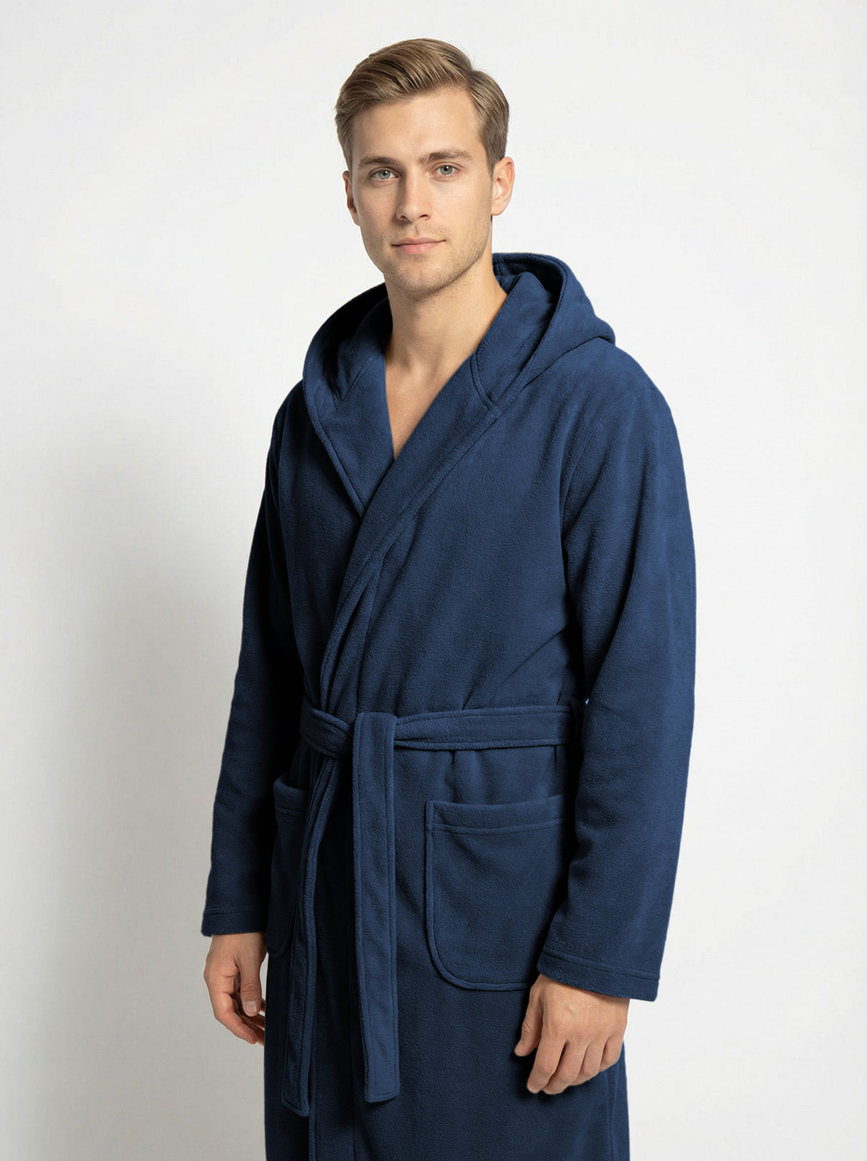 Men's Hooded Plush Fleece Bathrobe