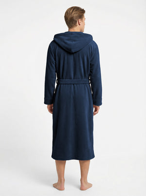 Men's Hooded Plush Fleece Bathrobe