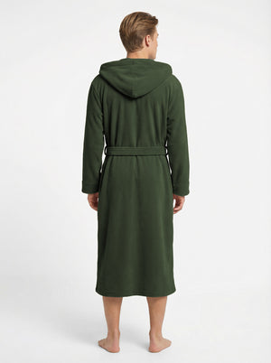 Men's Hooded Plush Fleece Bathrobe