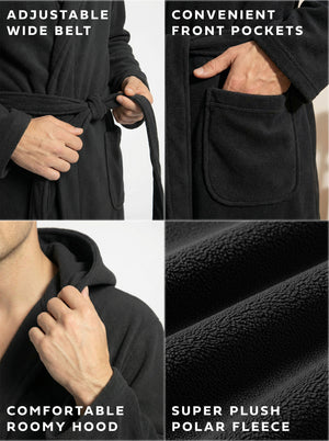 Men's Hooded Plush Fleece Bathrobe