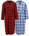 Men's Lightweight Cotton Flannel Sleep Shirt, Long Henley Nightshirt Pajamas