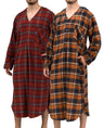 Men's Lightweight Cotton Flannel Sleep Shirt, Long Henley Nightshirt Pajamas