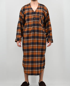 Men's Lightweight Cotton Flannel Sleep Shirt, Long Henley Nightshirt Pajamas