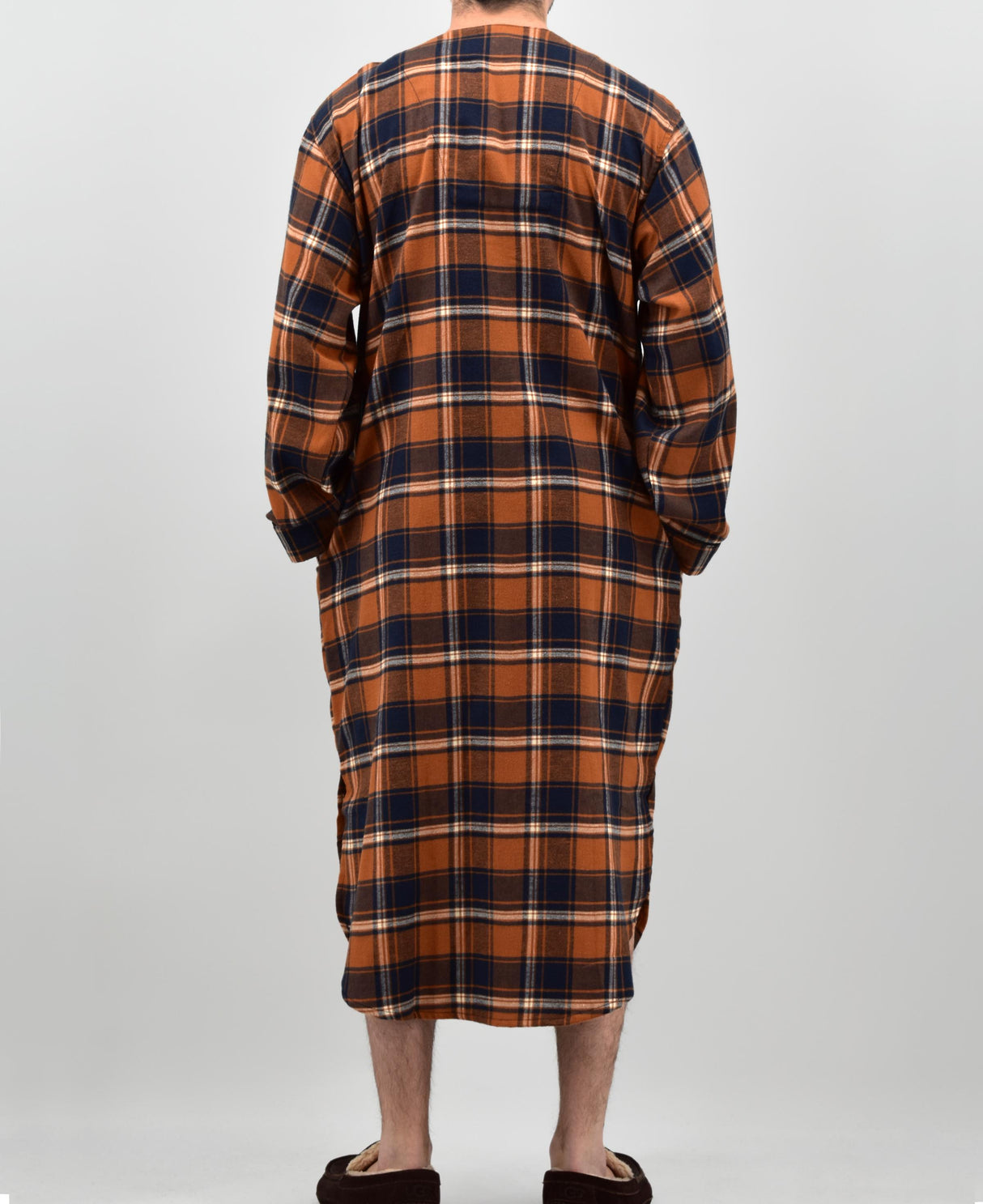 Men's Lightweight Cotton Flannel Sleep Shirt, Long Henley Nightshirt Pajamas