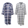Men's Lightweight Cotton Flannel Sleep Shirt, Long Henley Nightshirt Pajamas
