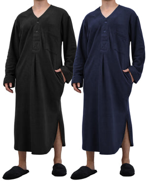 Men's Plush Polar Fleece Long Nightshirt