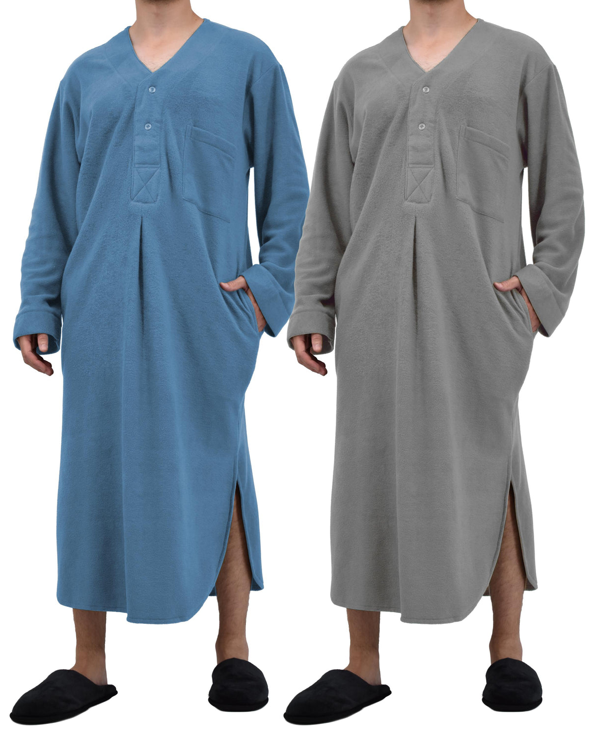 Men's Plush Polar Fleece Long Nightshirt