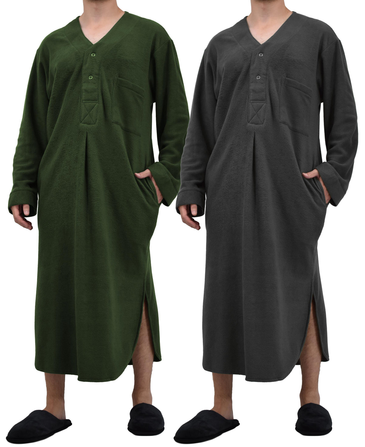 Men's Plush Polar Fleece Long Nightshirt