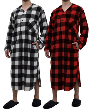 Men's Plush Polar Fleece Long Nightshirt
