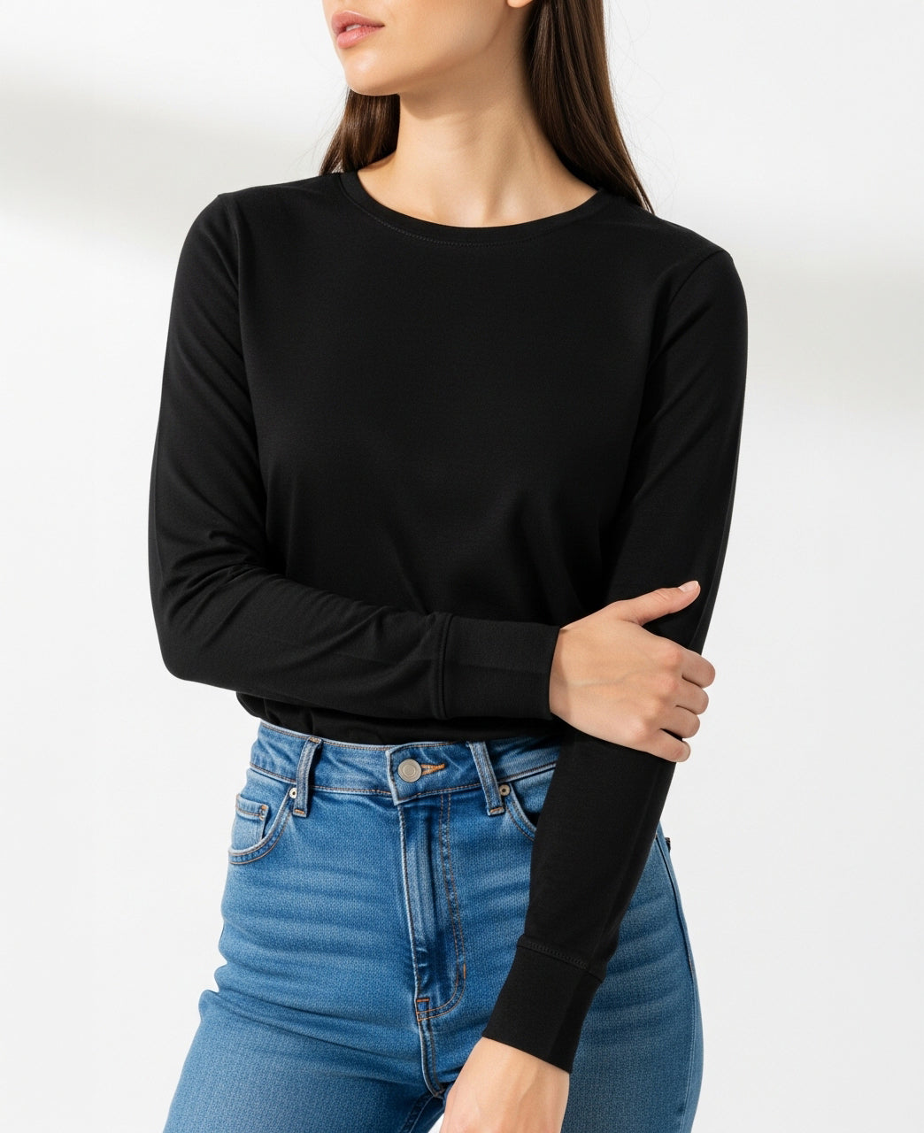 Womens' Long Sleeve 100% Cotton T Shirt All Season Crew Neck Base Layer Tops