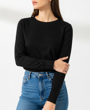 Womens' Long Sleeve 100% Cotton T Shirt All Season Crew Neck Base Layer Tops