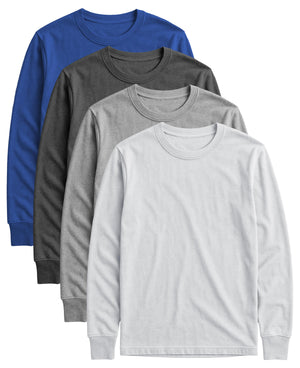 Womens' Long Sleeve 100% Cotton T Shirt All Season Crew Neck Base Layer Tops