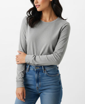 Womens' Long Sleeve 100% Cotton T Shirt All Season Crew Neck Base Layer Tops