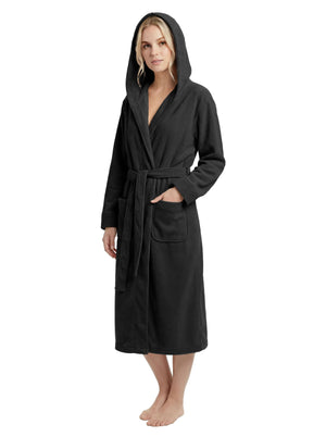 Women's Hooded Plush Fleece Bathrobe