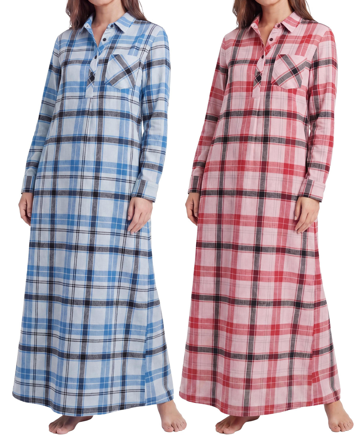 Women's Cotton Flannel Long Nightshirt