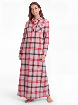 Women's Cotton Flannel Long Nightshirt