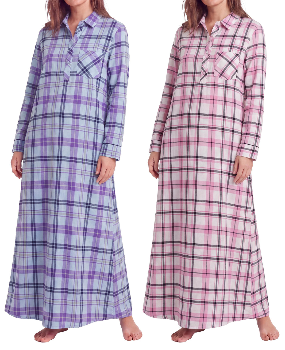 Women's Cotton Flannel Long Nightshirt