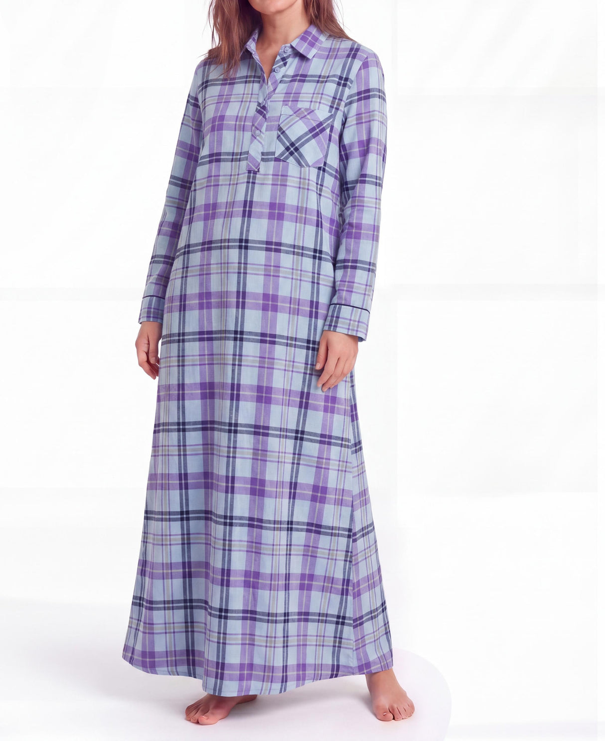Women's Cotton Flannel Long Nightshirt