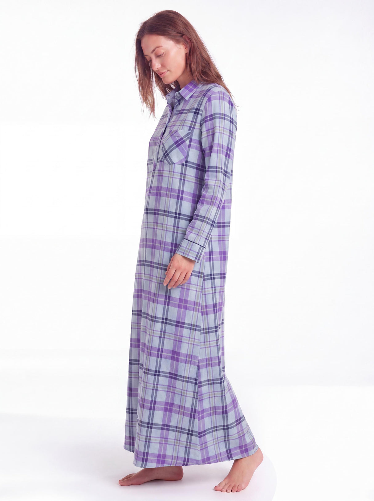Women's Cotton Flannel Long Nightshirt
