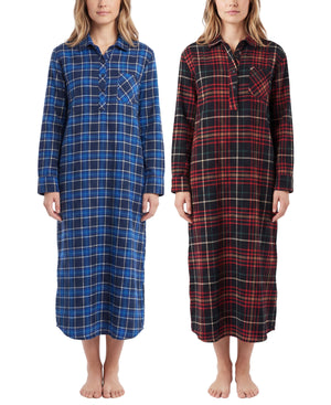 Women's Cotton Flannel Long Nightshirt