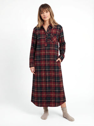Women's Cotton Flannel Long Nightshirt