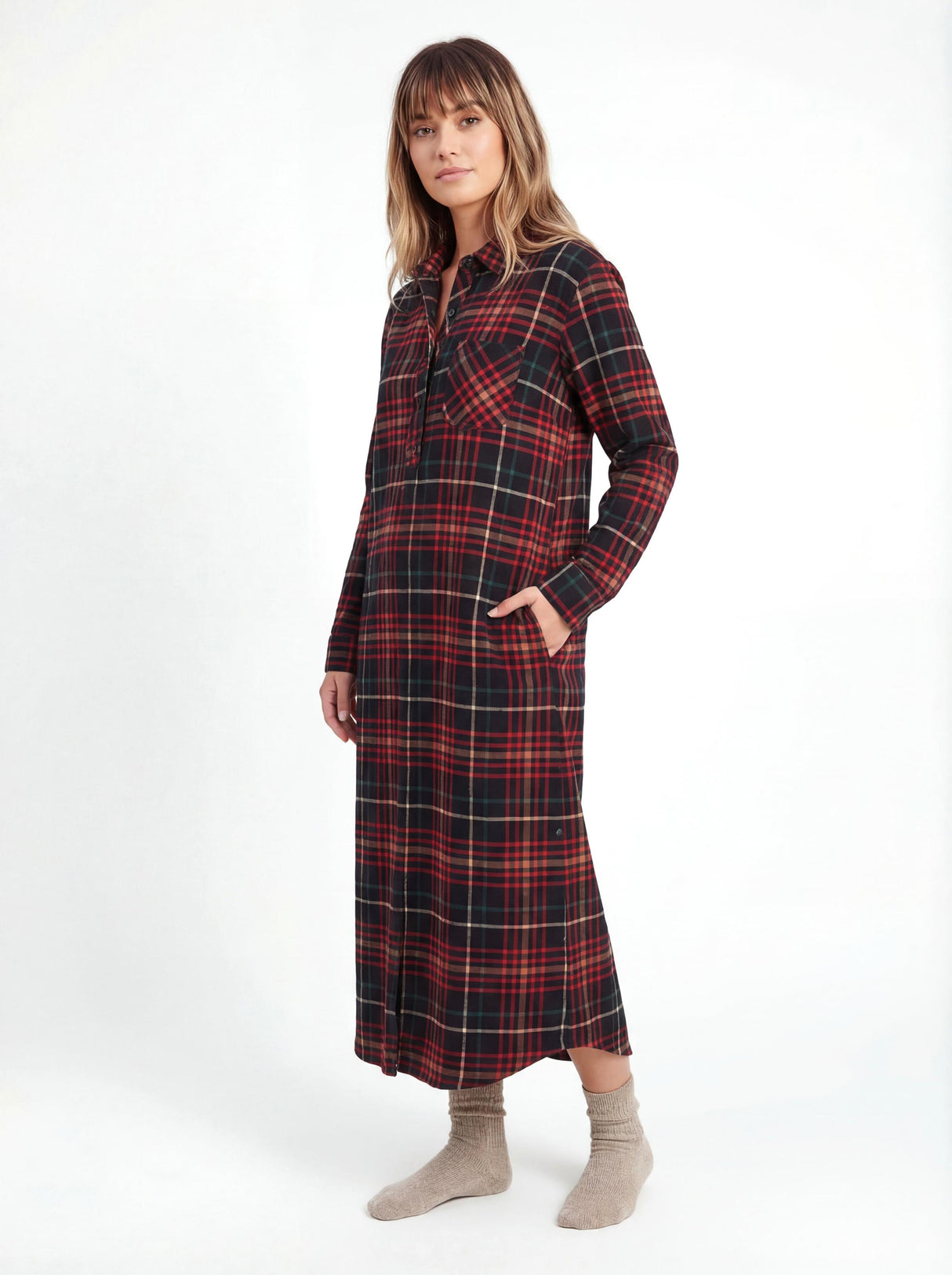 Women's Cotton Flannel Long Nightshirt