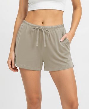 Women's Soft Cotton Stretch Knit Drawstring Casual Shorts