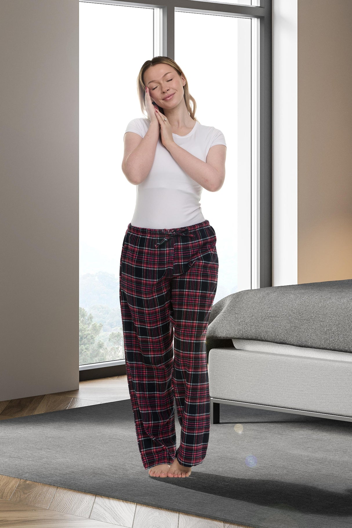 Women's Flannel Lounging Drawstring PJ Sleep Pants