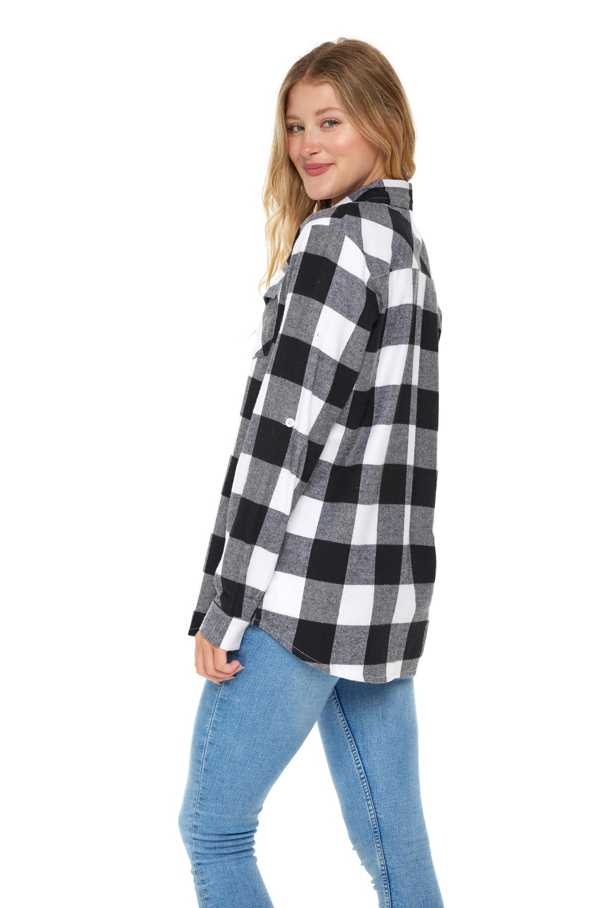 Women's Classic-Fit Long-Sleeve Lightweight Plaid Flannel Shirt (2 Pack)