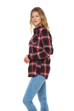 Women's Classic-Fit Long-Sleeve Lightweight Plaid Flannel Shirt (2 Pack)