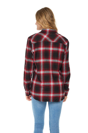 Women's Classic-Fit Long-Sleeve Lightweight Plaid Flannel Shirt (2 Pack)