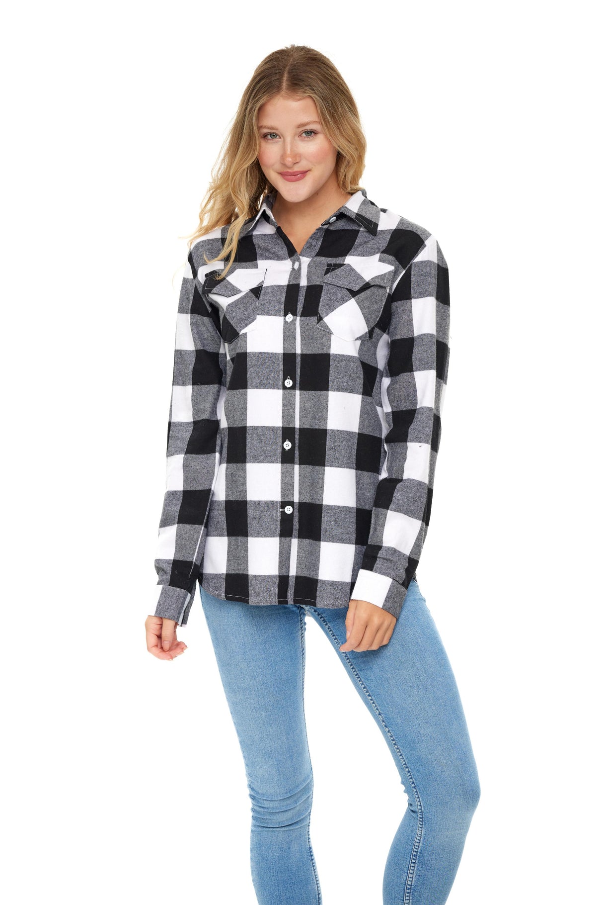 Women's Classic-Fit Long-Sleeve Lightweight Plaid Flannel Shirt (2 Pack)