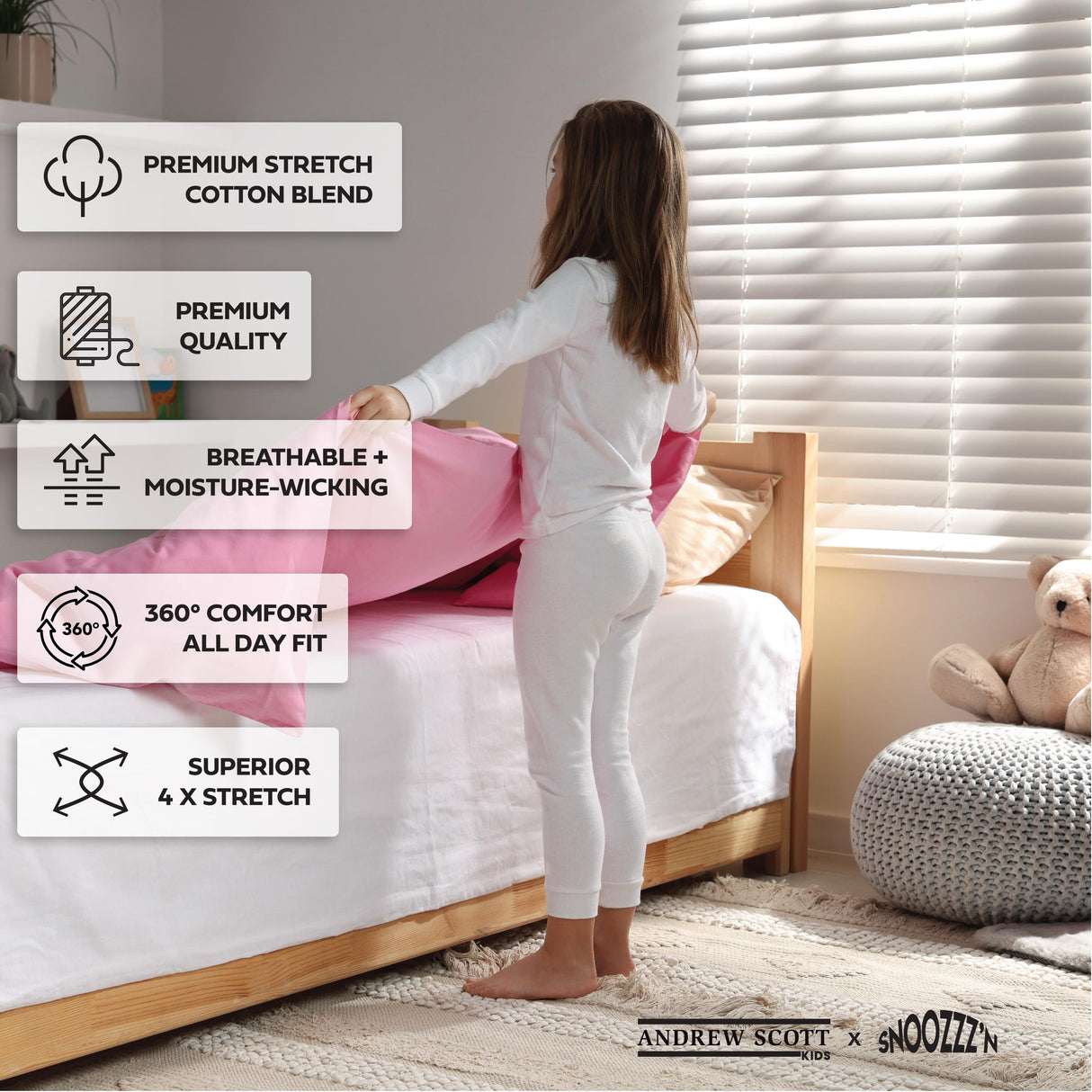 Kids Ultra-Soft Cotton Stretch Base Layer Underwear Sets (3 Sets)